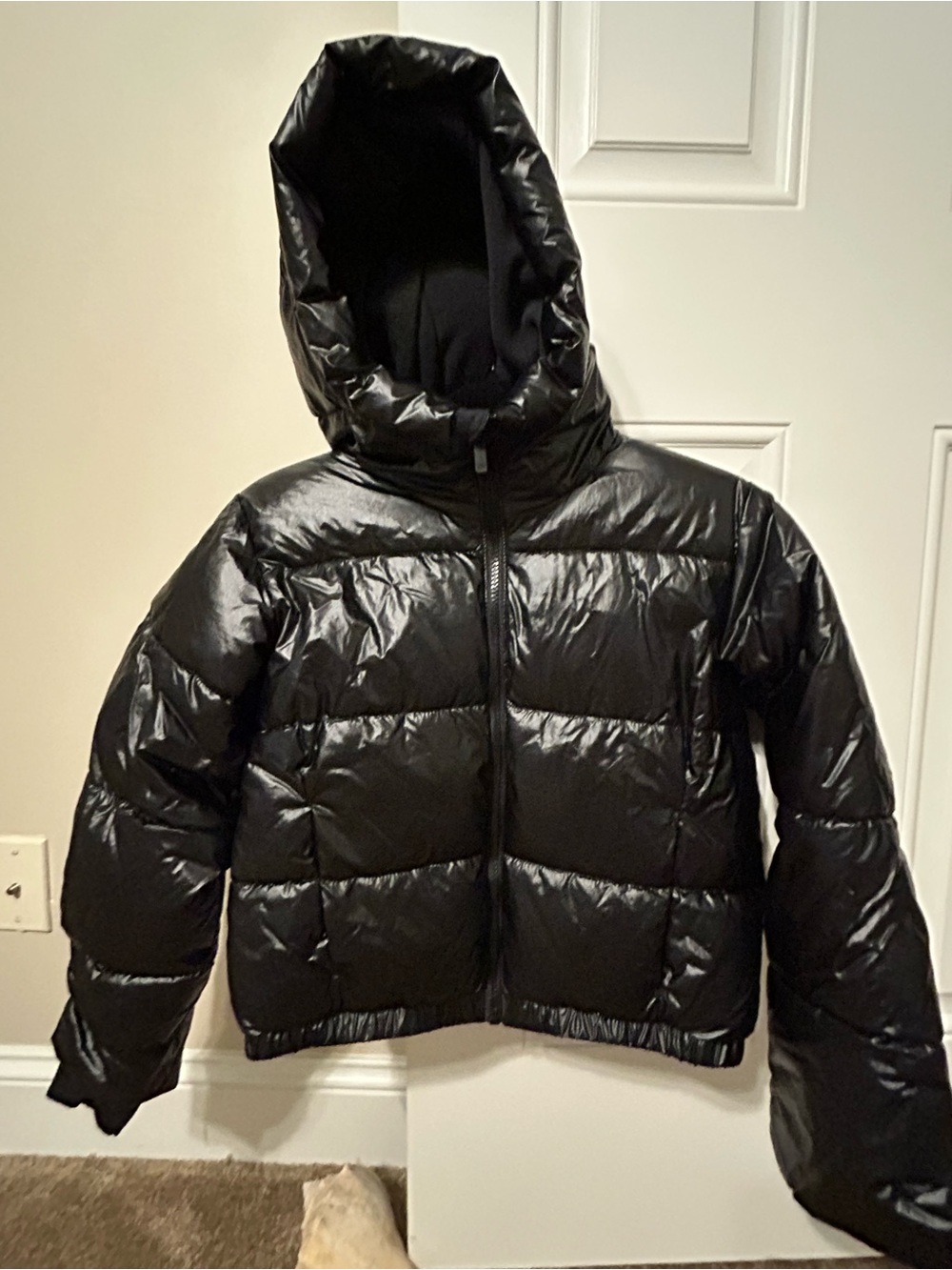 all in motion Black Shiny Puffer Jacket with Hood
